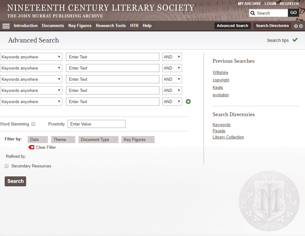 Screenshot showing the 'Advanced Search' tool